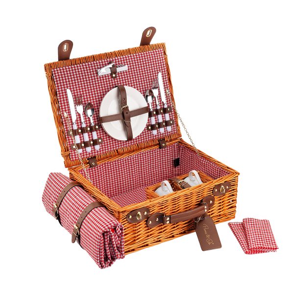 2 Kişilik Kırmızı Pötikare Desenli Piknik Sepeti (NZ-21)(Ön Sipariş)