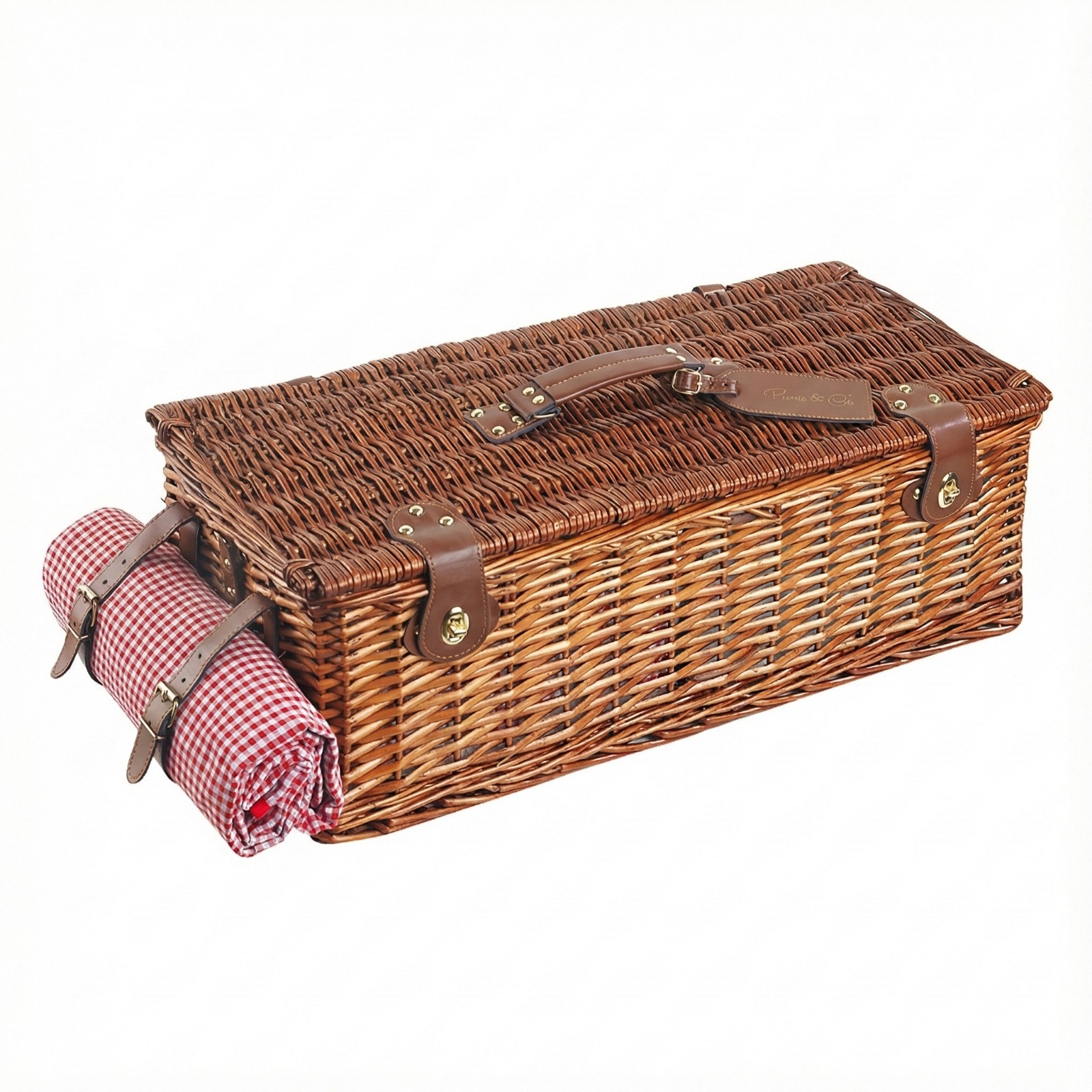 6 kişilik Kırmızı Pötikare Desenli Piknik Sepeti (NZ-27) - Görsel 3