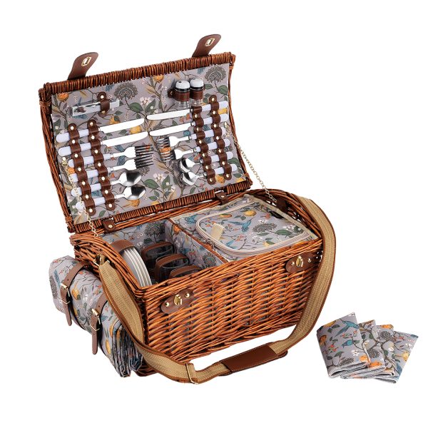 4 kişilik Bahçe Desenli Piknik Sepeti (NZ-60) (Ön Sipariş)