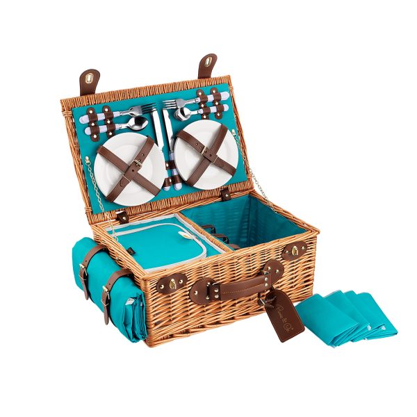 4 kişilik Turkuaz Renkli Piknik Sepeti (NZ-40) (Ön Sipariş)
