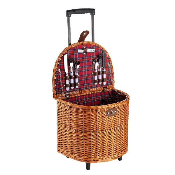 4 kişilik Tekerlekli Ekose Desenli Piknik Sepeti (NZ-42) (Ön Sipariş)
